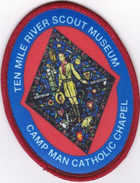 TMR Museum Camp Man Catholic Chapel Stained Glass Window Patch - Red Border