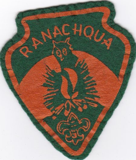 Camp Ranachqua Green and Orange Felt Arrowhead